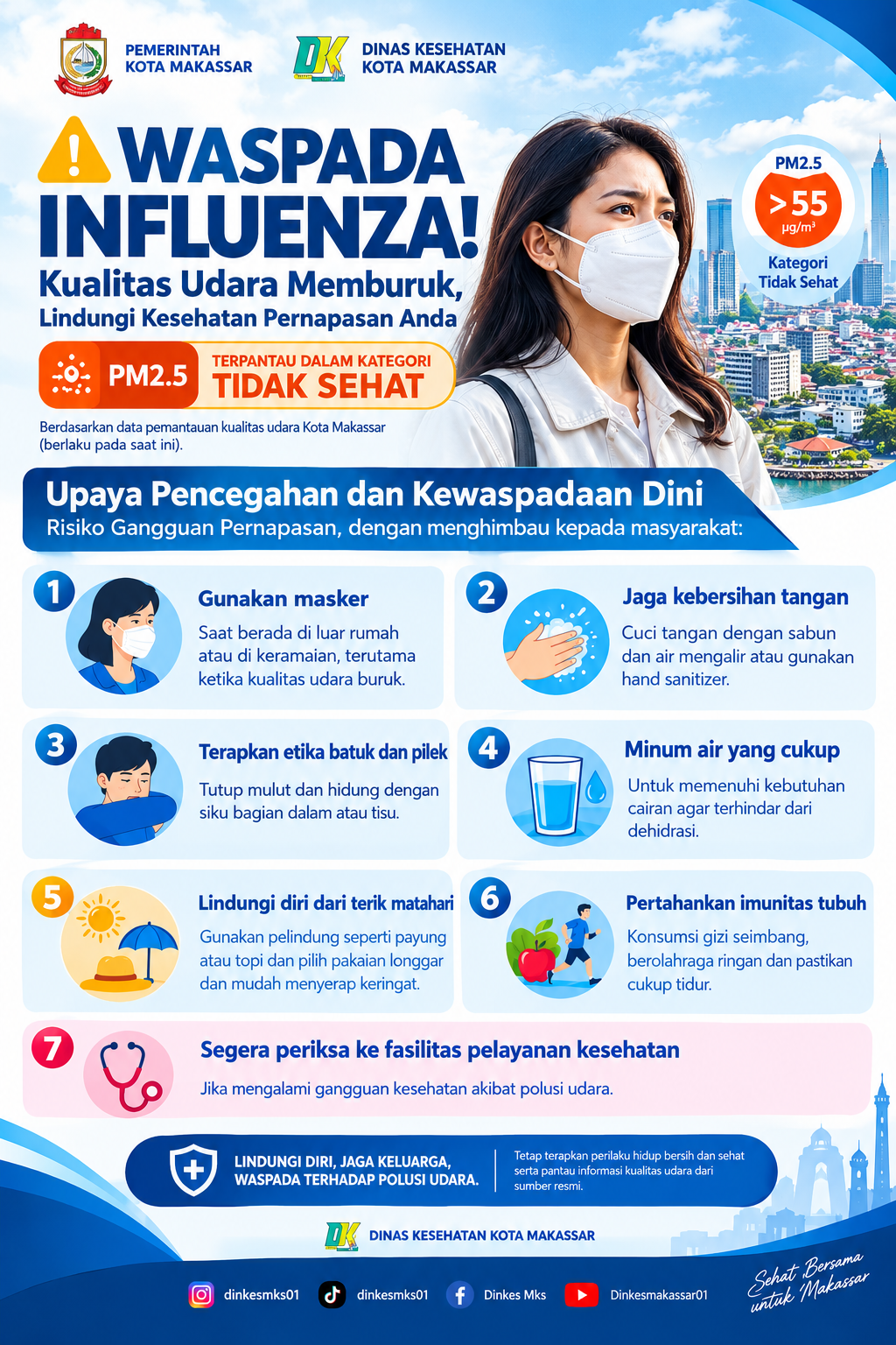 Dinas Kesehatan Kota Makassar Imbau Masyarakat Waspada Influenza di Tengah Memburuknya Kualitas Udara Dinas Kesehatan Kota Makassar Imbau Masyarakat Waspada Influenza di Tengah Memburuknya Kualitas Udara